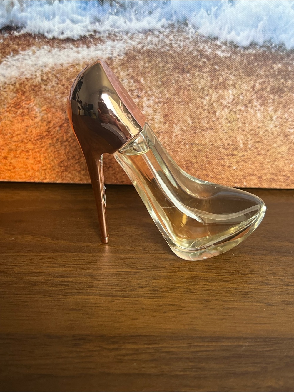 Rose Gold High Heel Glass Accent Bottle - Women's Heels Décor